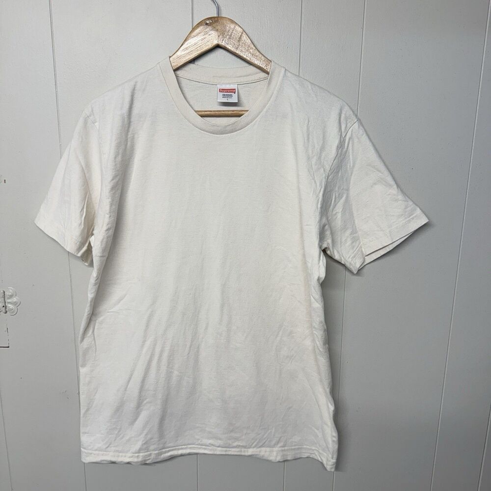 Supreme Blank Cotton T Shirt Made In USA Beige  Men’s Size Large GUC